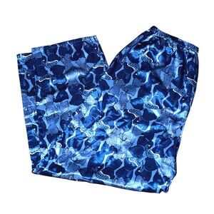 Silky Teddy Bear Wide Leg High Waisted Sleep Pants Sz XL Womens Blue